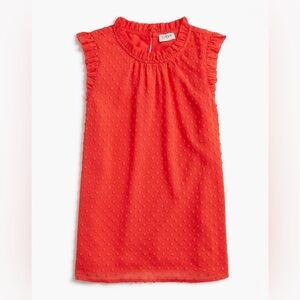 J. Crew Red Sleeveless Ruffle Blouse